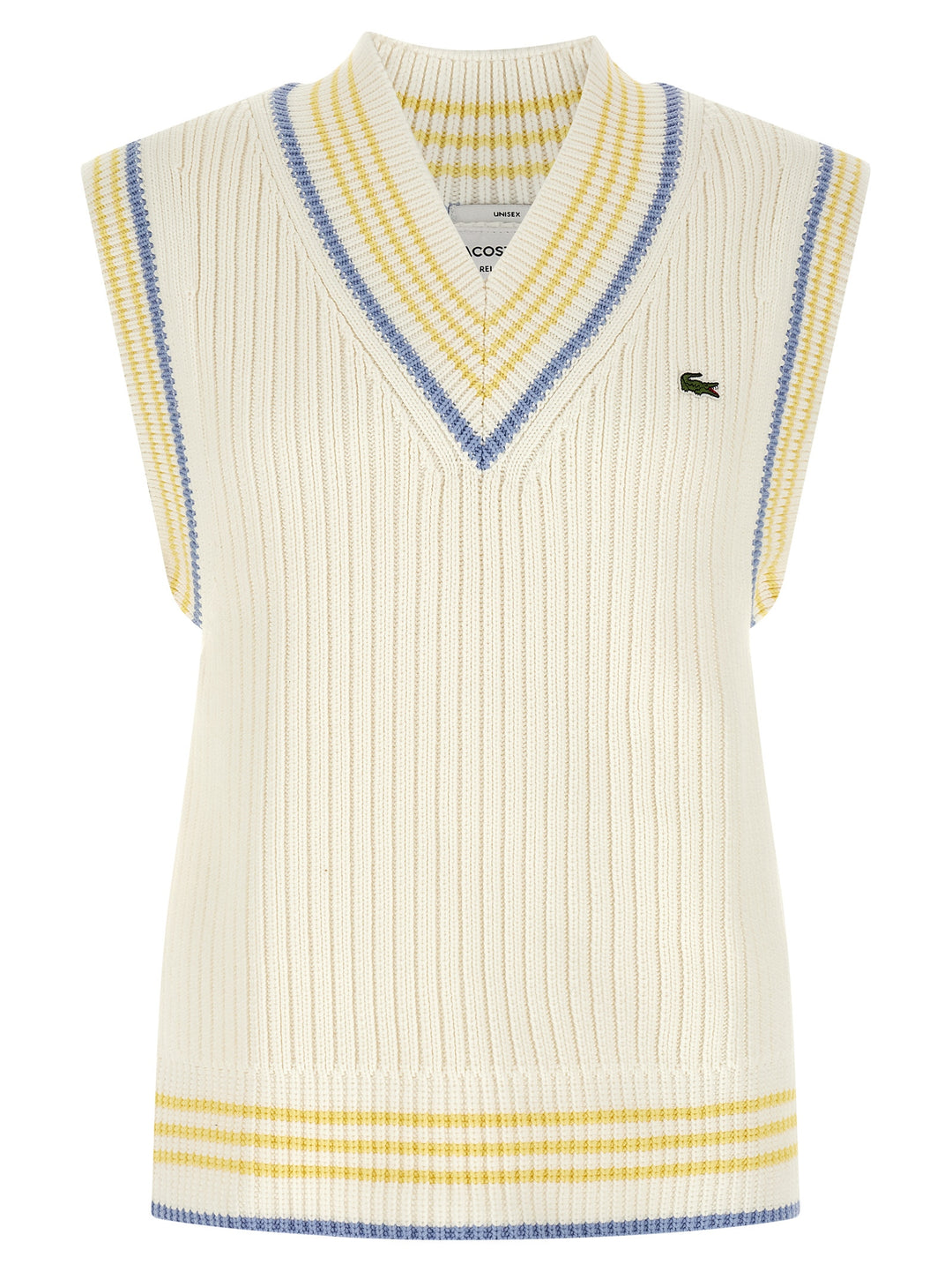 Lacoste Thick Knit Vest Gilet - Bianco | ba31e158d98995c9b857c2743375d6f1be6c9b4f
