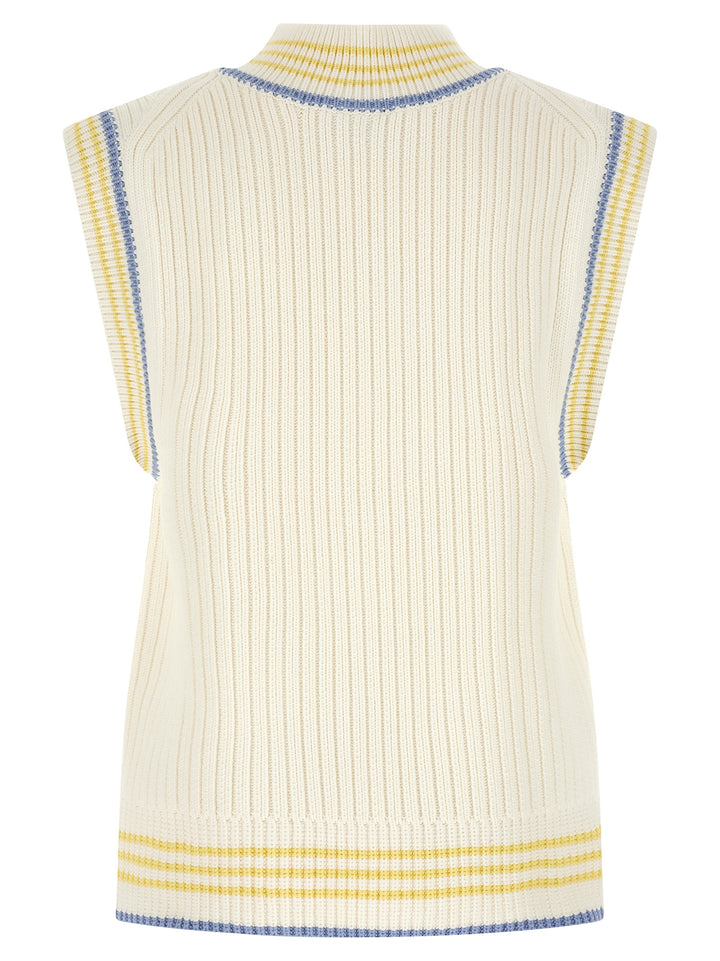 Lacoste Thick Knit Vest Gilet - Bianco | 0a389085ce21c07c51ad9a67df1cfa6aac8e0300