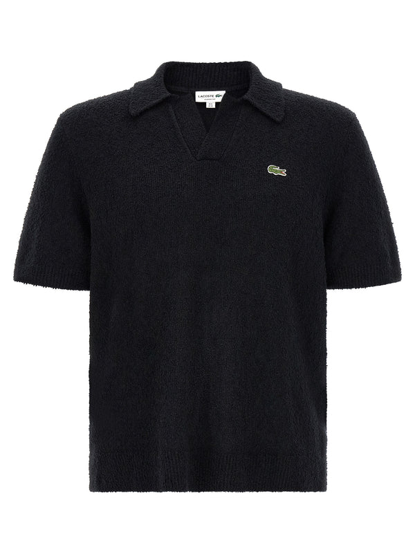 Bouclé Knitted Shirt Polo Nero