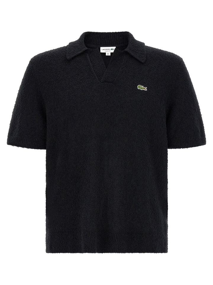 Lacoste Bouclé Knitted  Shirt Polo - Nero | 5a5aa4952163ef2d128a4168c89d7be43a0b2db6