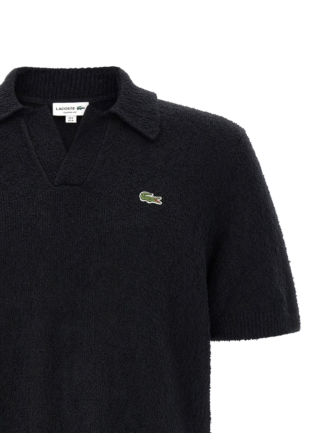 Lacoste Bouclé Knitted  Shirt Polo - Nero | c4844074c79758986da0d2153e0defa1da753eae