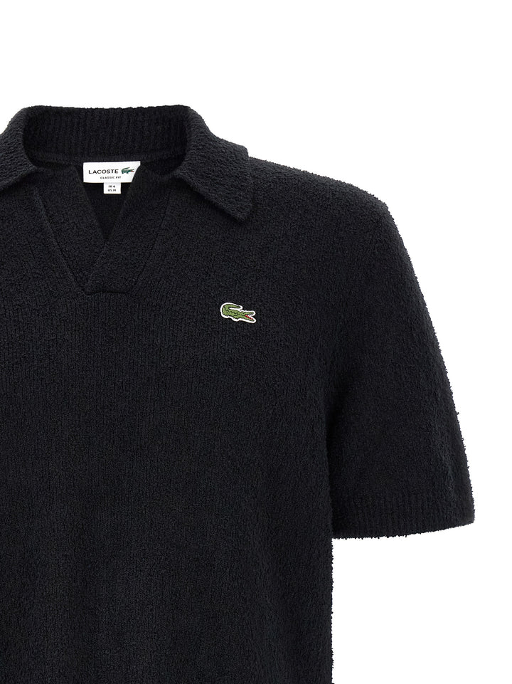Lacoste Bouclé Knitted  Shirt Polo - Nero | c4844074c79758986da0d2153e0defa1da753eae