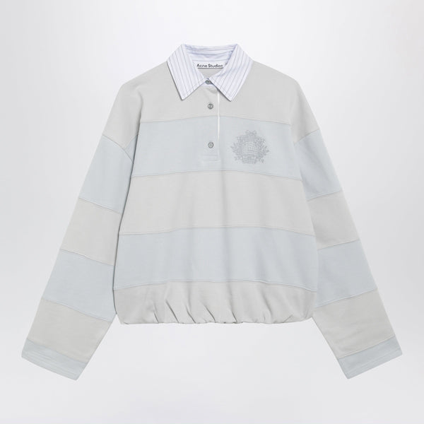 Light Blue/Gray Striped Polo Sweatshirt