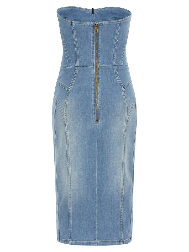 Elisabetta Franchi Denim Dress Abiti - Celeste | 6d1a767d07566c0afe662708a60c83902c004eae