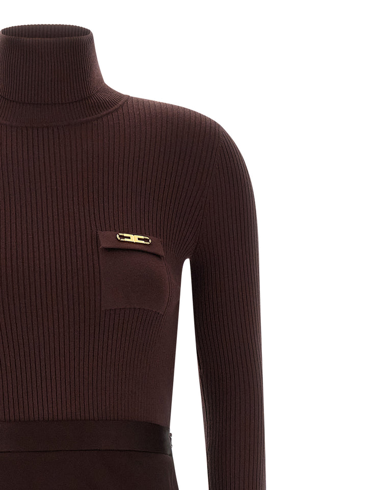 Elisabetta Franchi Turtleneck Dress Abiti - Bordeaux | e83a47fa0d5f67aeea1a3b79f8e7d412fc0b9d23