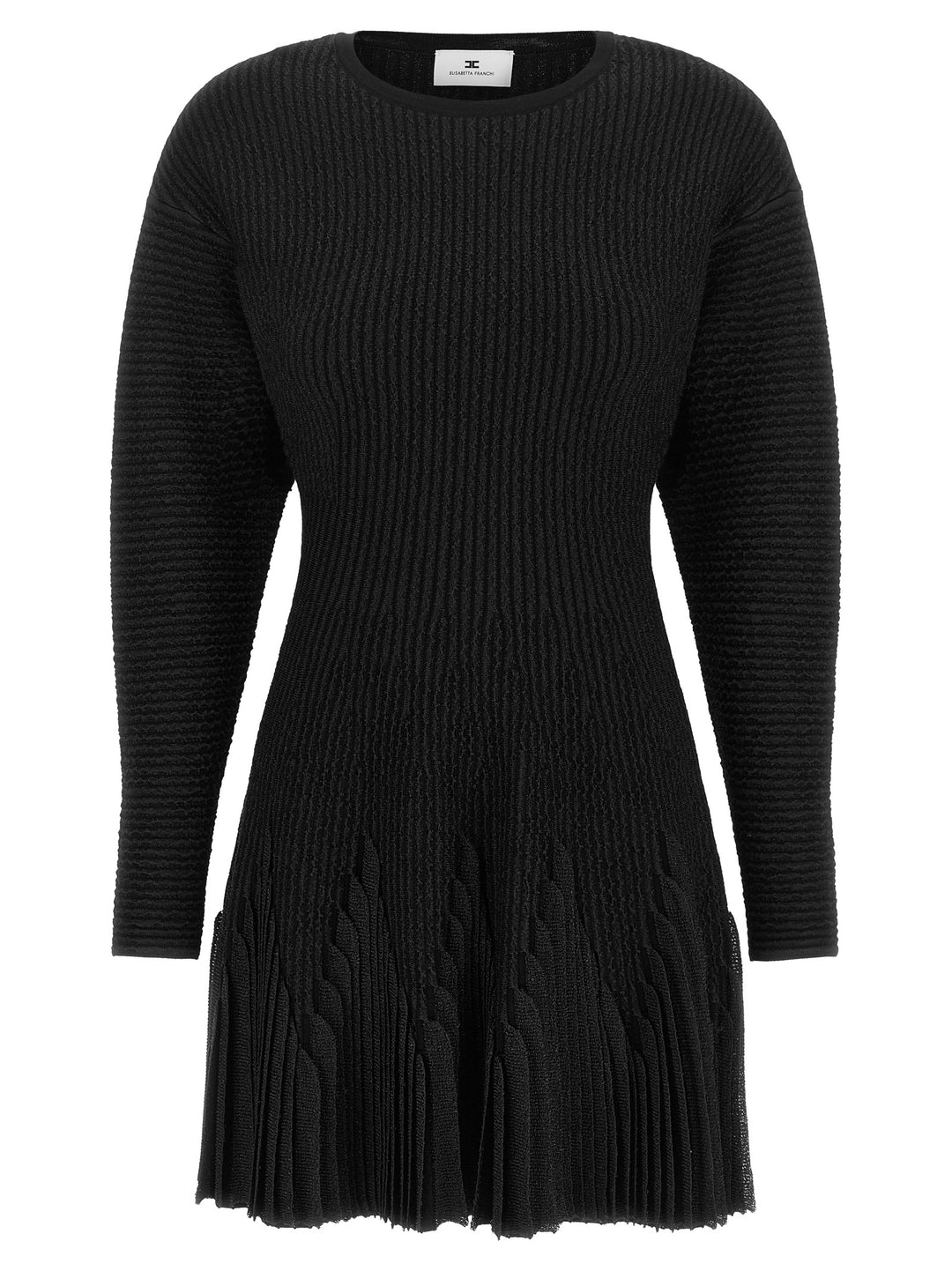 Elisabetta Franchi Knitted Pleated Dress Abiti - Nero | c29f2e5397dfb77638aac68dc0a59da2d59ef578
