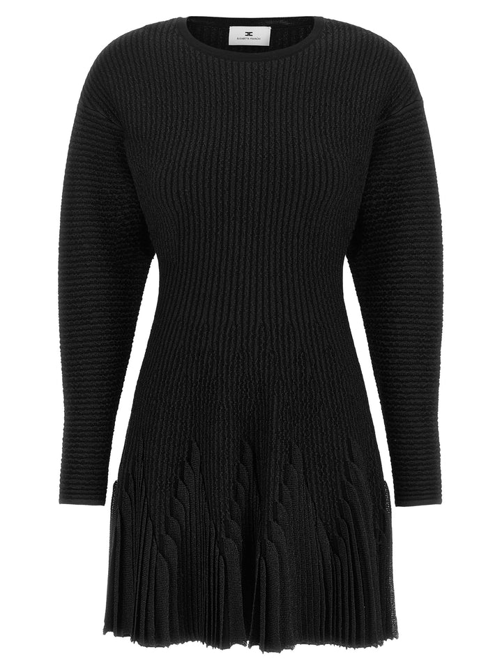 Elisabetta Franchi Knitted Pleated Dress Abiti - Nero | c29f2e5397dfb77638aac68dc0a59da2d59ef578