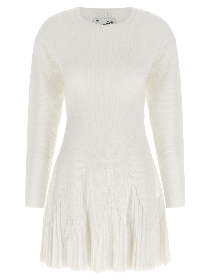 Elisabetta Franchi Knitted Pleated Dress Abiti - Bianco | e88325cd99ed2074633f24757c57b161b38bb596