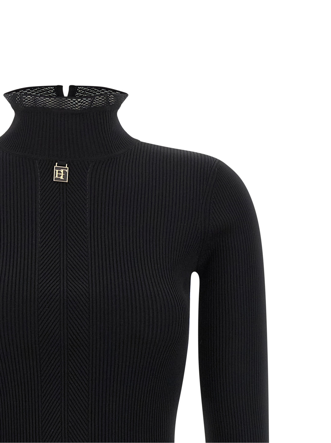 Elisabetta Franchi Ribbed Knit Dress Abiti - Nero | f1a71973ecf7789540e682bfec8cae1cdb6c0a47