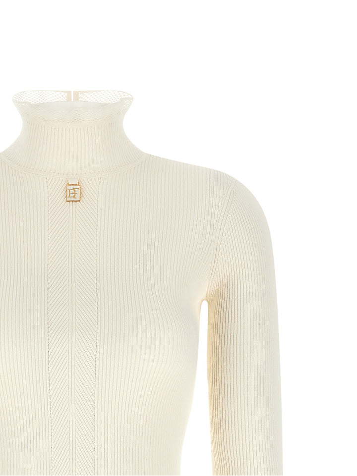 Elisabetta Franchi Ribbed Knit Dress Abiti - Bianco | 373cf5ad956f1a19ce12f108bbdfbbc5d86b67f2