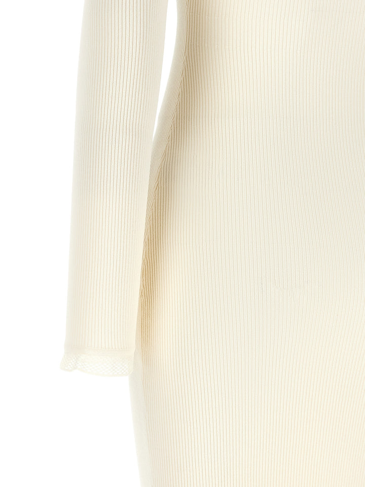 Elisabetta Franchi Ribbed Knit Dress Abiti - Bianco | f099dff8891ea315be47fa0dc6e8a2d61ca6c3aa
