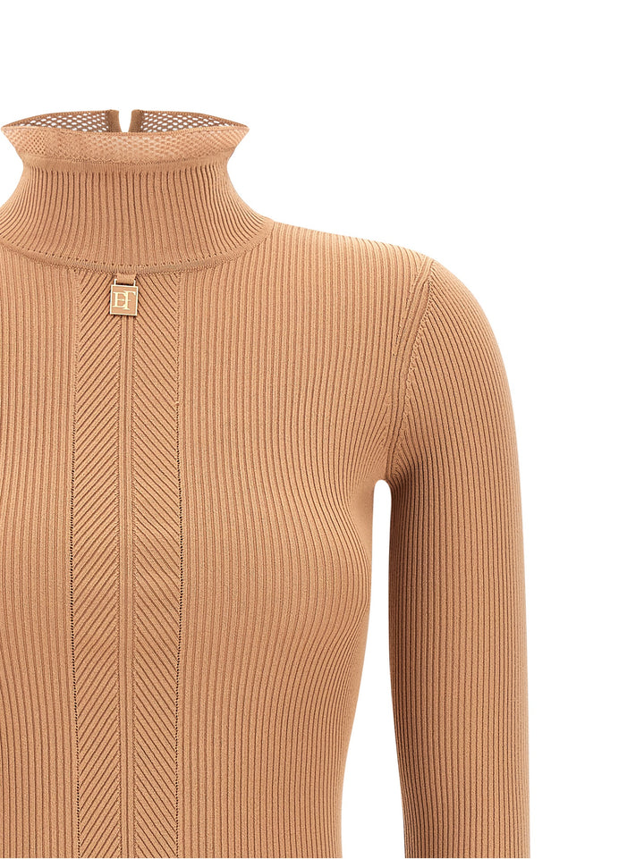 Elisabetta Franchi Ribbed Knit Dress Abiti - Beige | d68790c1e6ffd176ec634ee6745d470bd3d43c7b