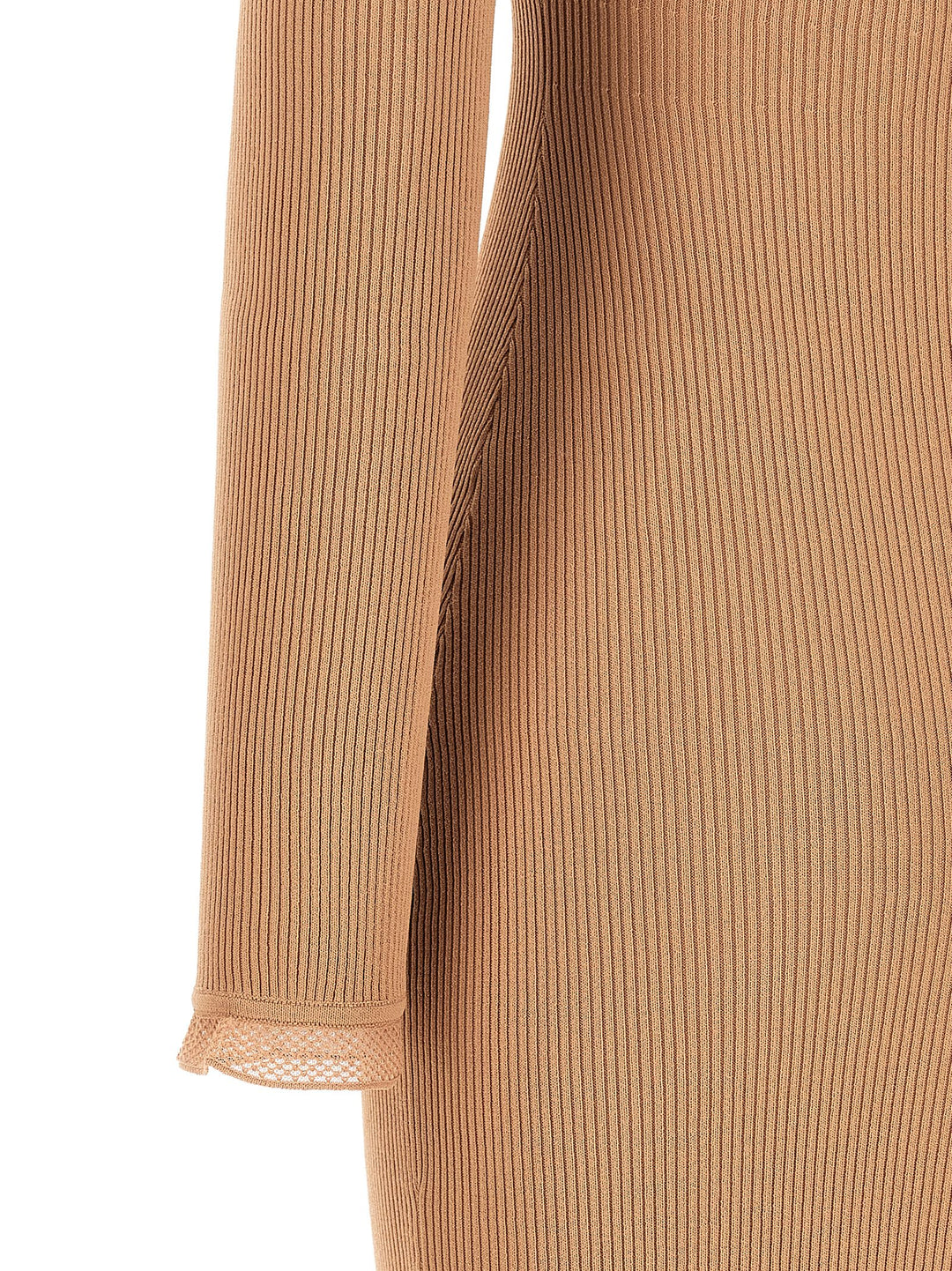 Elisabetta Franchi Ribbed Knit Dress Abiti - Beige | f663f934c947229d55e51702b9cb9d19afdaf170