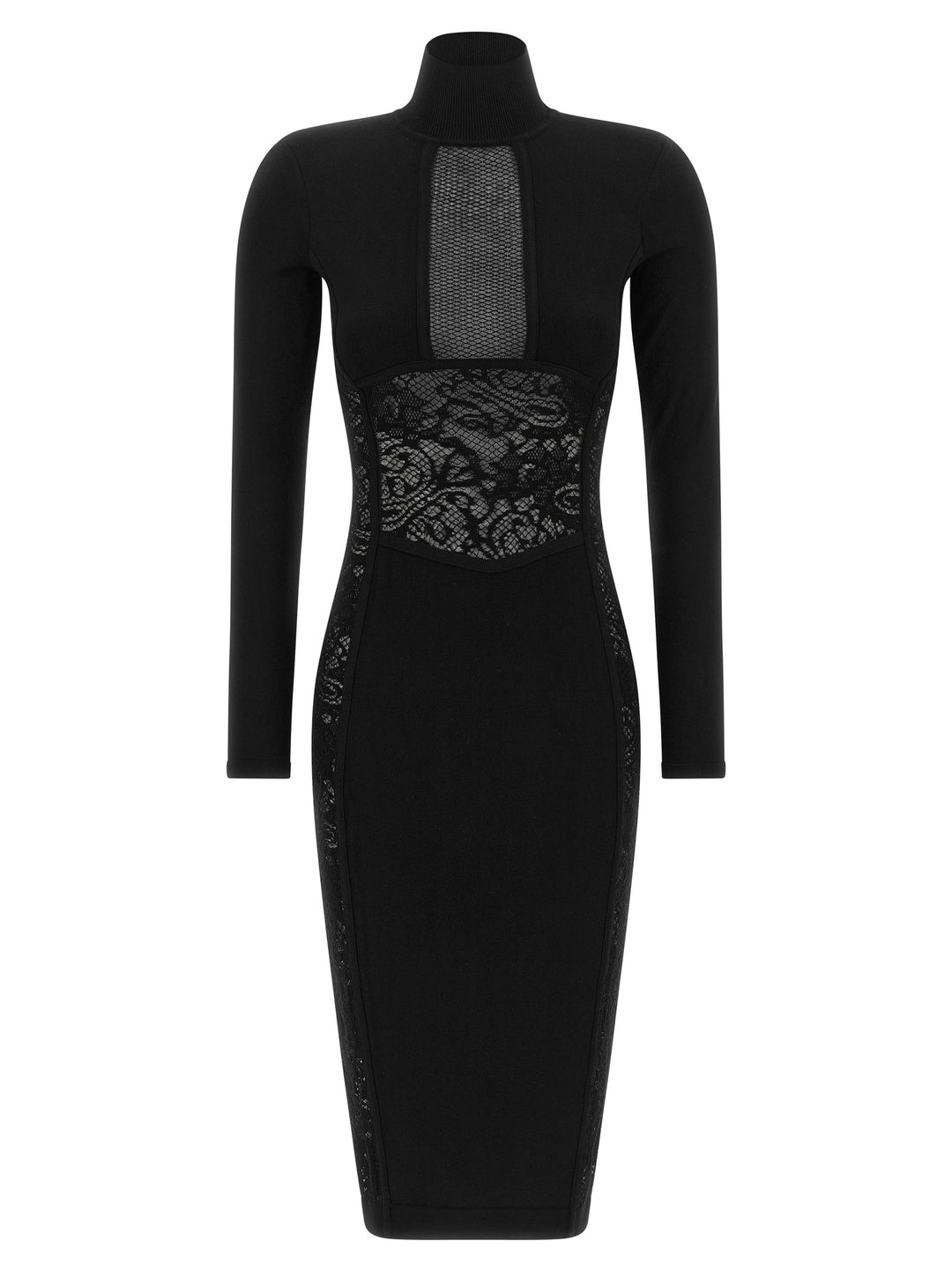 Elisabetta Franchi Knitted And Lace Dress Abiti - Nero | a6ac4f791131988915681bc5712cdd0d3036e0fb