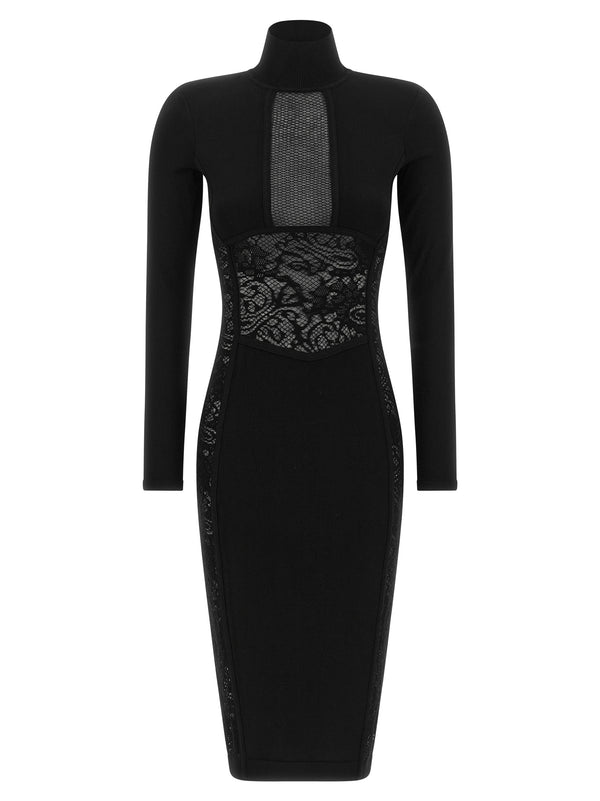 Knitted And Lace Dress Abiti Nero
