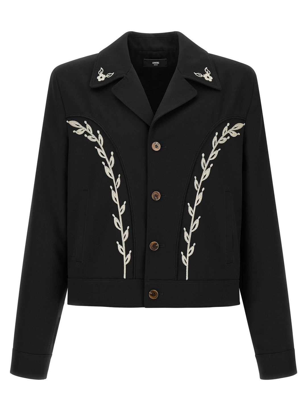 Amiri Western Jacket With Embroideries Puffer Jackets - Nero | 12410e36dbc59c25ee7e9c46d90fef502845c9bd