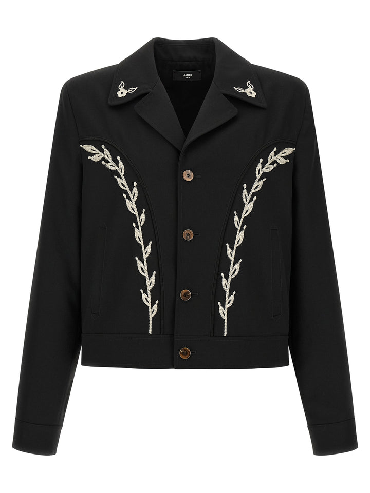 Amiri Western Jacket With Embroideries Puffer Jackets - Nero | 12410e36dbc59c25ee7e9c46d90fef502845c9bd