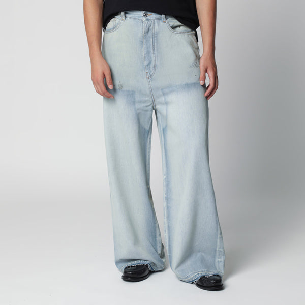Light Blue Washed Wide-Leg Jeans