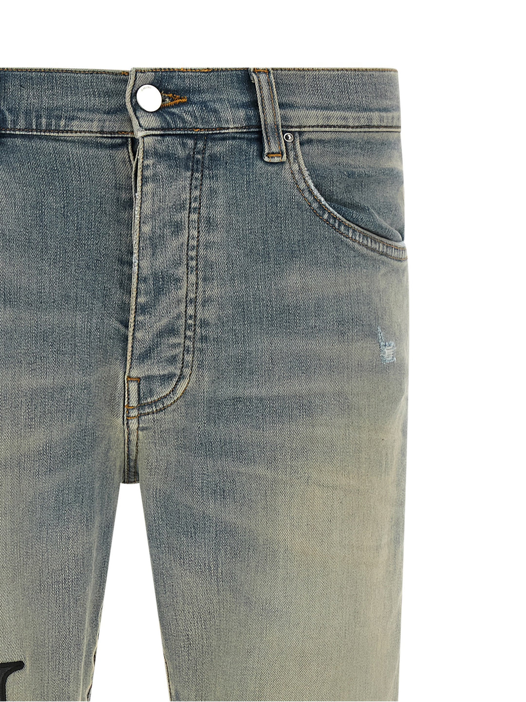Amiri Staggered Logo Jeans - Celeste | 194fe0154265571a3e060ee2811027e28eb63854