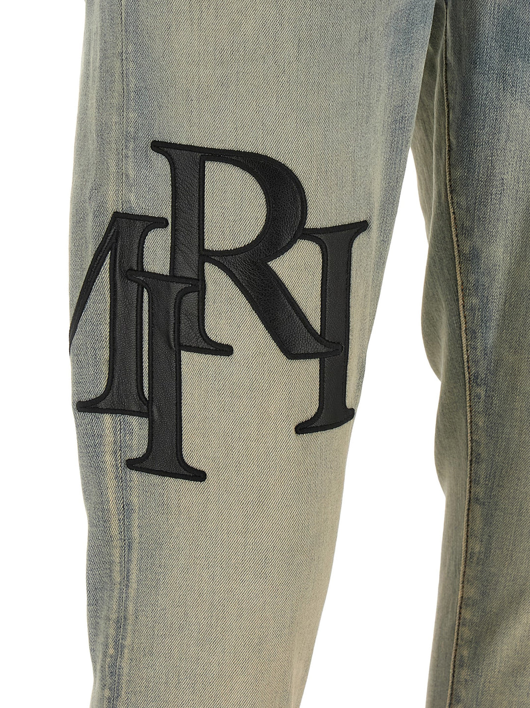 Amiri Staggered Logo Jeans - Celeste | 51bfd4c6004d7b95f2424b5c34e27773e207af2c