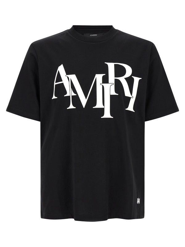 Staggered Logo T Shirt Nero