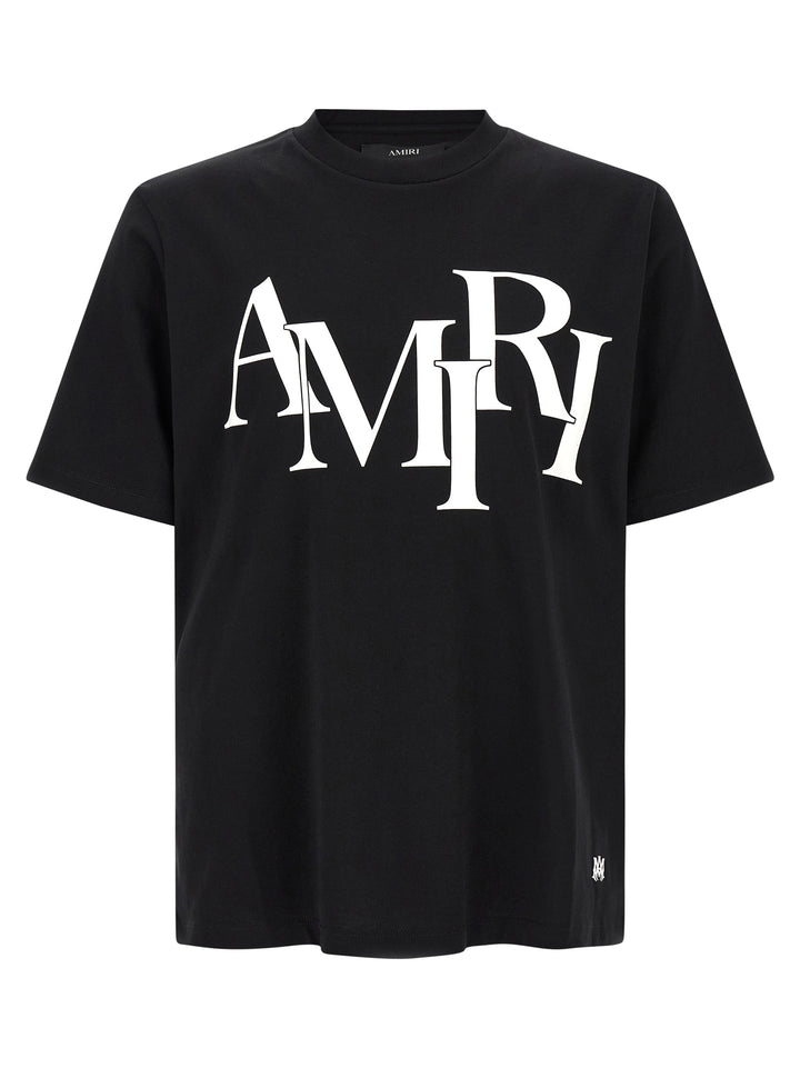 Amiri Staggered Logo T shirt - Nero | 75199e9d6aed37c638ec0cbdb5f8e0c7fb19cb9d