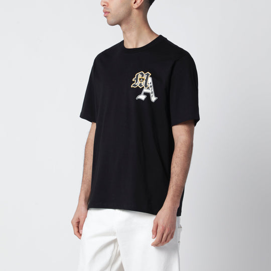 Black Varsity Patch Cotton T-Shirt