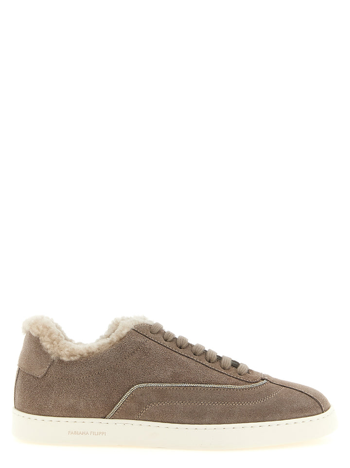 Fabiana Filippi Diamond Detail Suede Sneakers - Beige | aba1ca7cfcac6ed5bee589b991f8fa7f04a9d33f