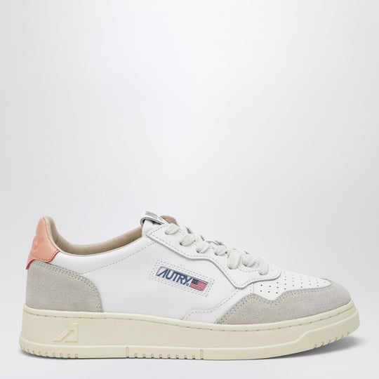 Medalist Low Sneakers In White/Peach Pink Leather And Suede