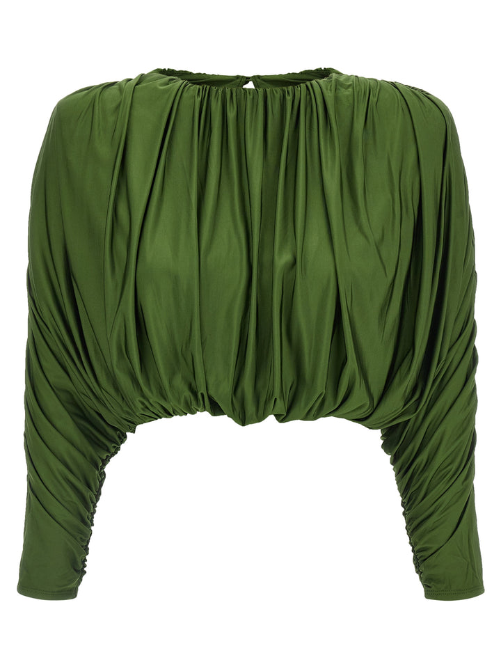 Self Portrait Short Top With Ripples Maglioni - Verde | 8892565e2ab96f6d4d0eb76543b99555429abf21