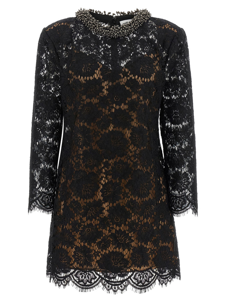 Self Portrait Lace Dress With Jewel Collar Abiti - Nero | 643595f1a64dd3bb07147b3128b6bffb67922016