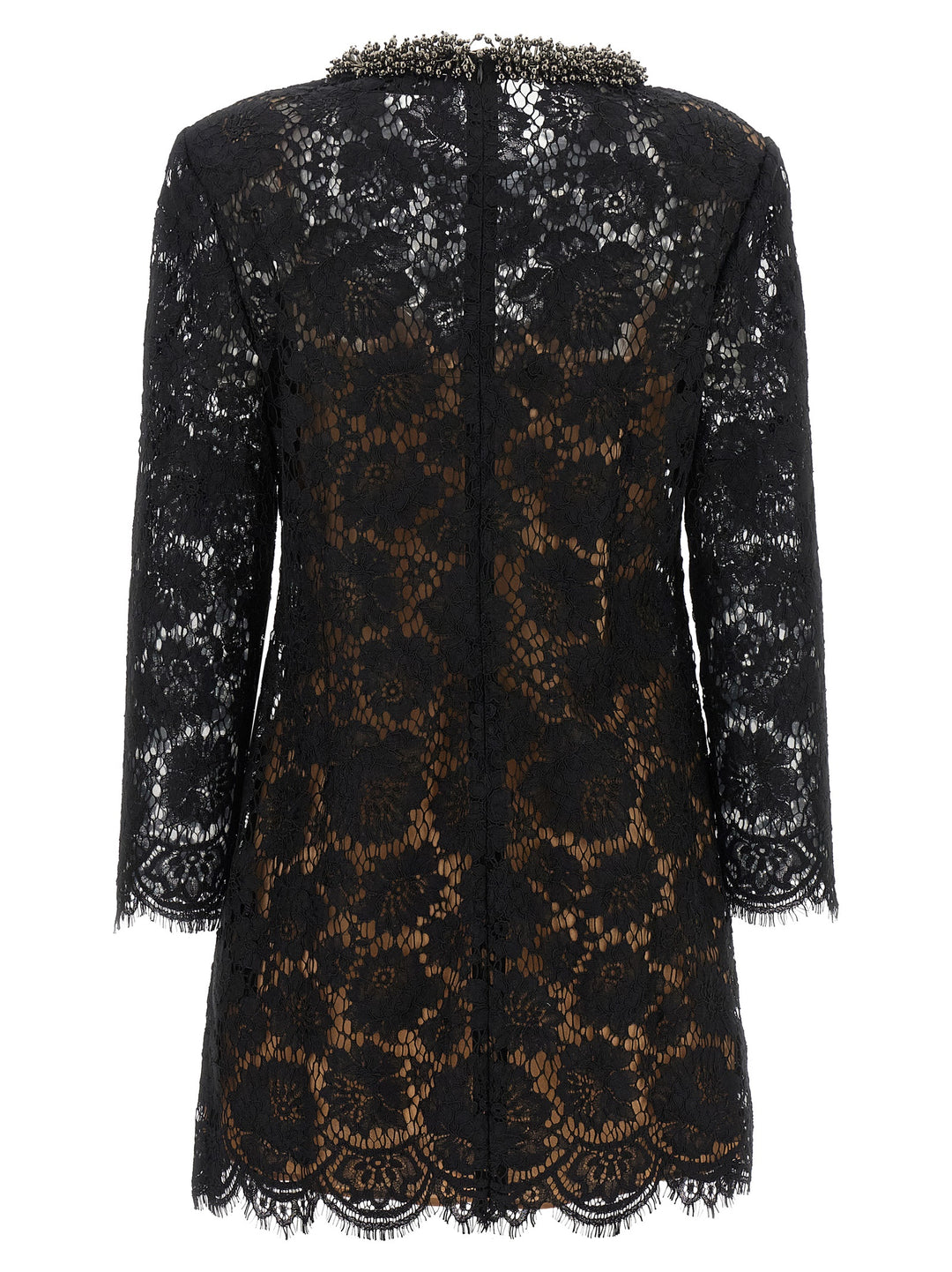 Self Portrait Lace Dress With Jewel Collar Abiti - Nero | efc7506d7855784625f2cc9e2eae92868d962e19