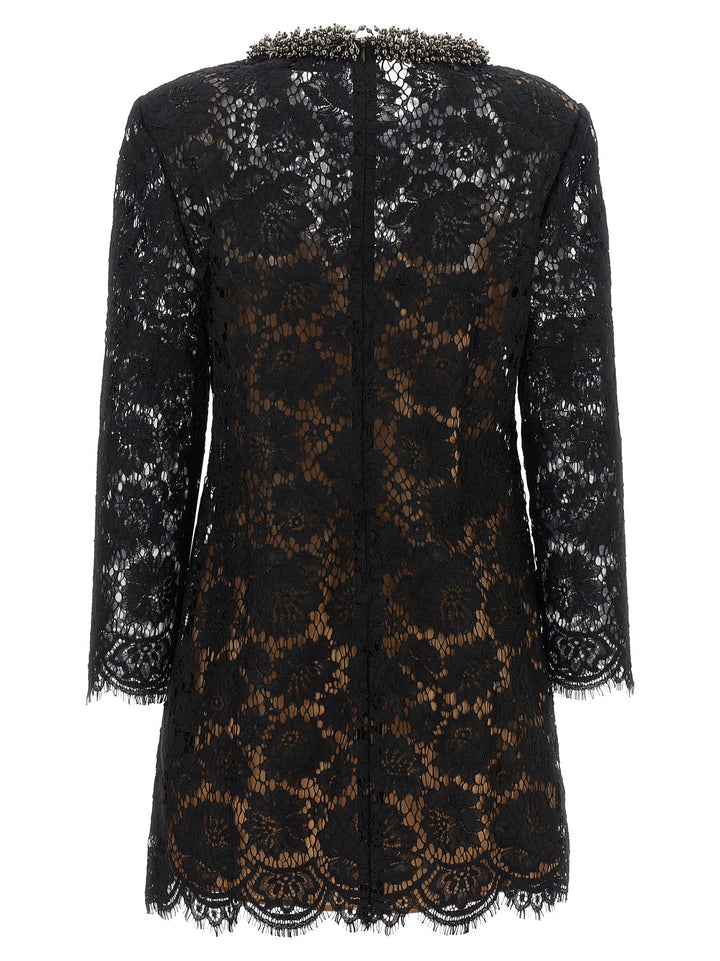 Self Portrait Lace Dress With Jewel Collar Abiti - Nero | efc7506d7855784625f2cc9e2eae92868d962e19