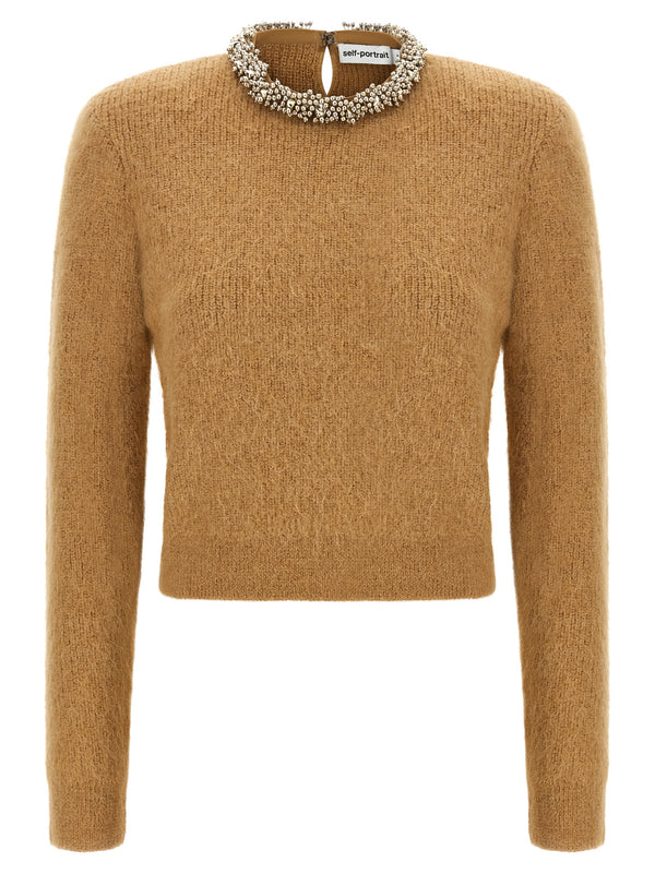 Sweater With Jewel Embroidery Maglioni Marrone