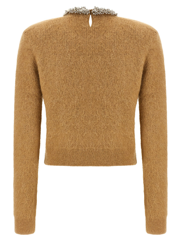 Self Portrait Sweater With Jewel Embroidery Maglioni - Marrone | 7588039addb3a3983599e8f025c00b7da26d2753