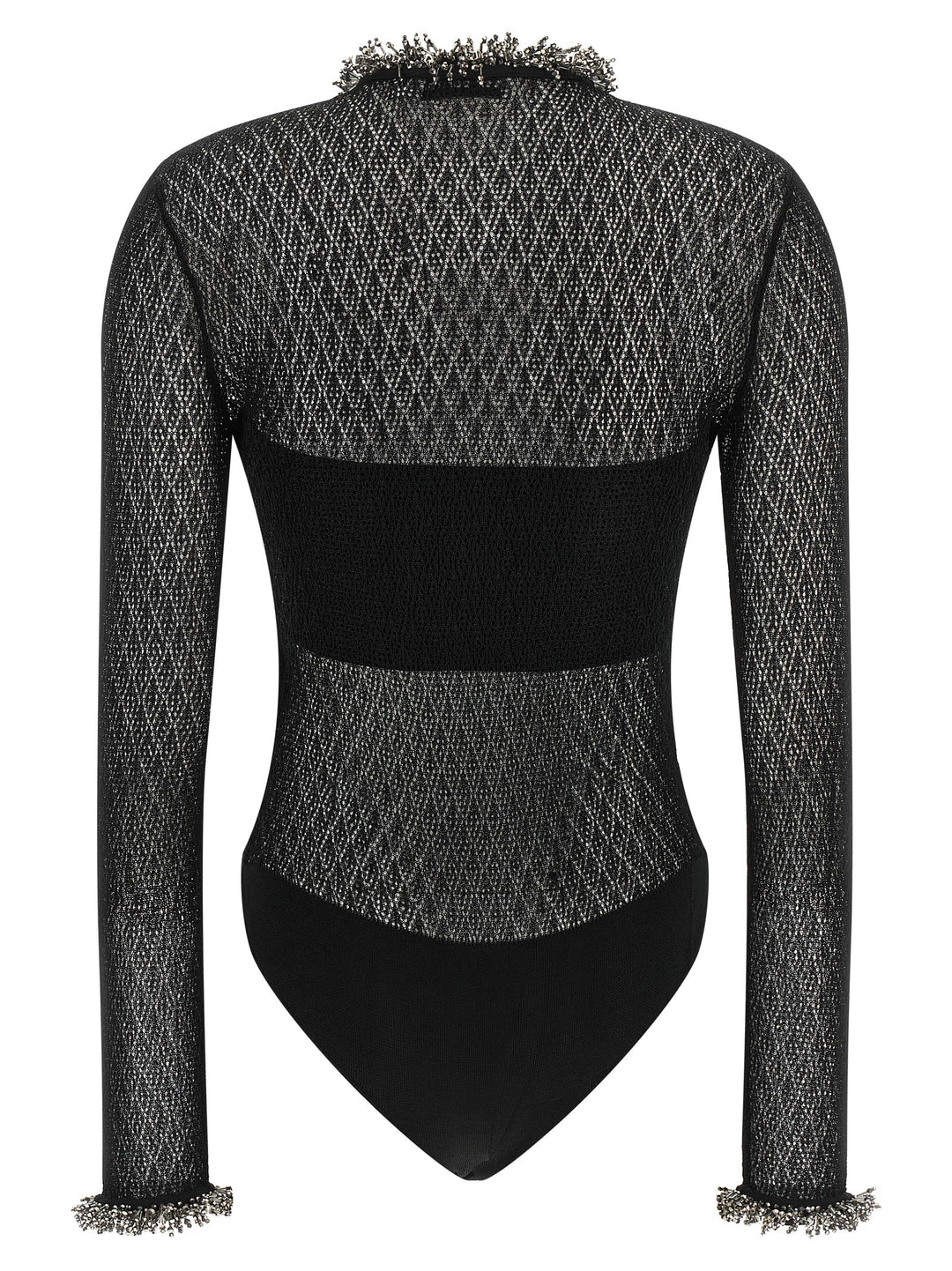 Self Portrait Openwork Knitted Bodysuit Top - Nero | 446c201d9fc18c3acd31c6c08212b7c168250149