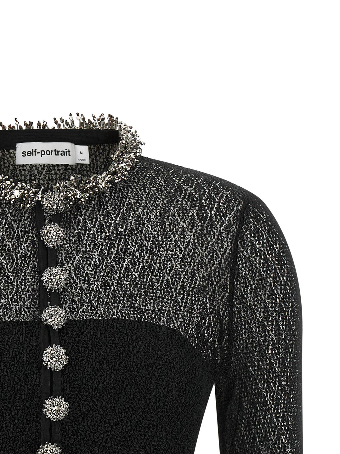 Self Portrait Openwork Knitted Bodysuit Top - Nero | d72bf47b4d6235dbaf59fa125c92ac1b271af79f