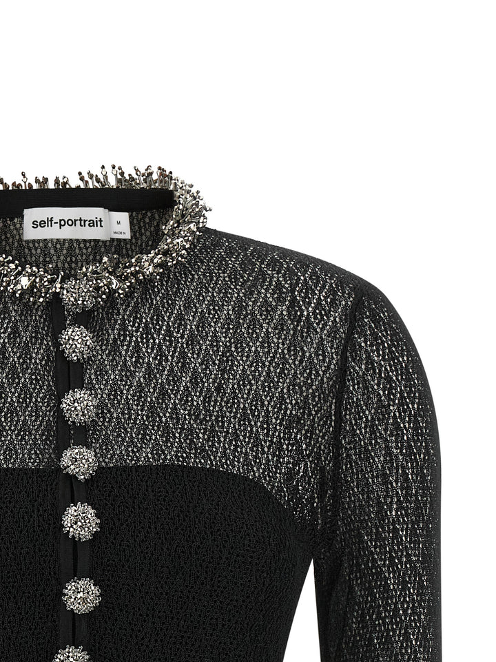 Self Portrait Openwork Knitted Bodysuit Top - Nero | d72bf47b4d6235dbaf59fa125c92ac1b271af79f