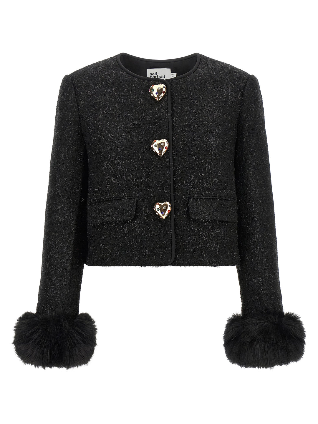 Self Portrait Bouclé Fur Jacket BlazerS - Nero | 2b24c4285e4287c4761c77febde07529f59e4793