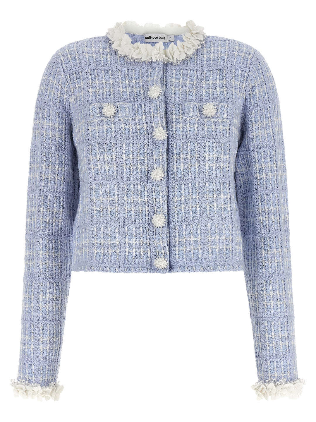 Self Portrait Check Knit Jacket BlazerS - Blu | a44dd664e33b99bce78cfaeca922e71f34b4be1b