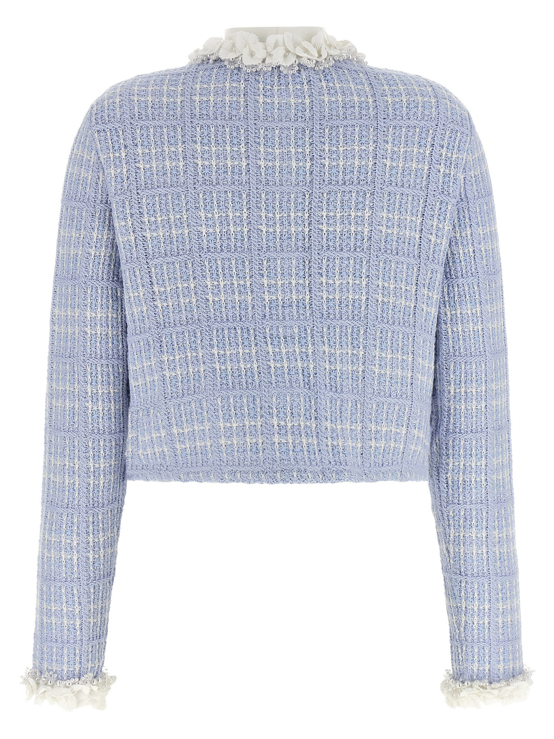 Self Portrait Check Knit Jacket BlazerS - Blu | b20124c6c4906bb6365b1fcf60629a68656f93d7