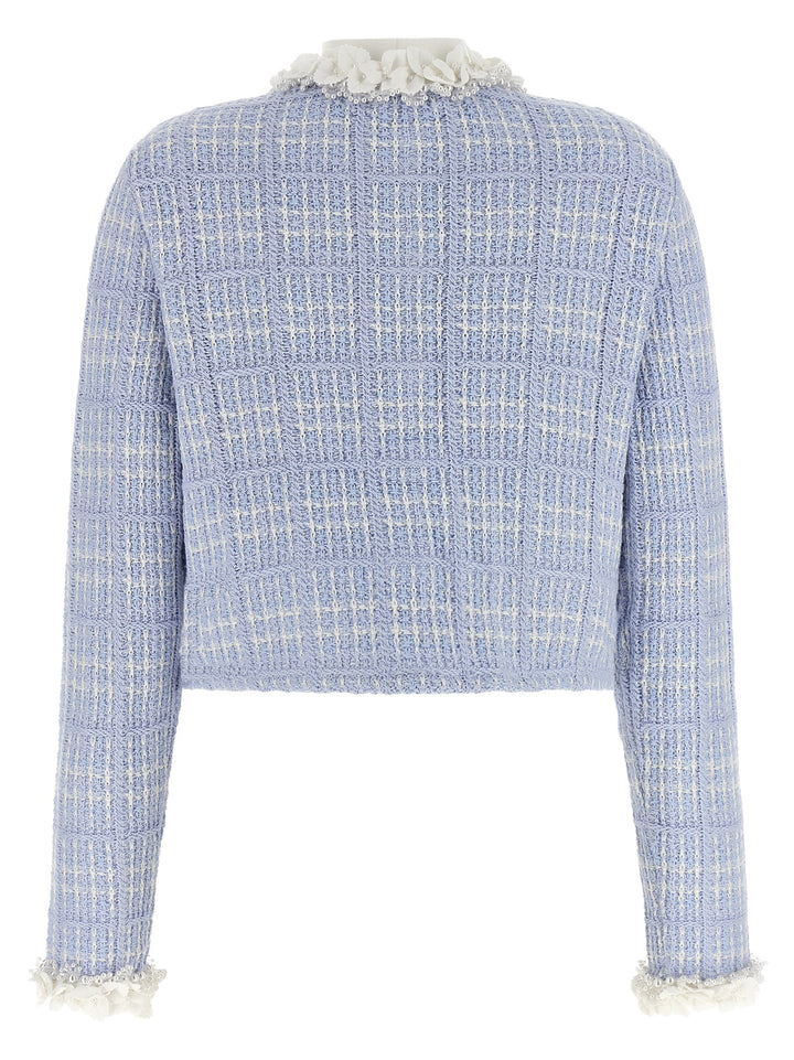 Self Portrait Check Knit Jacket BlazerS - Blu | b20124c6c4906bb6365b1fcf60629a68656f93d7