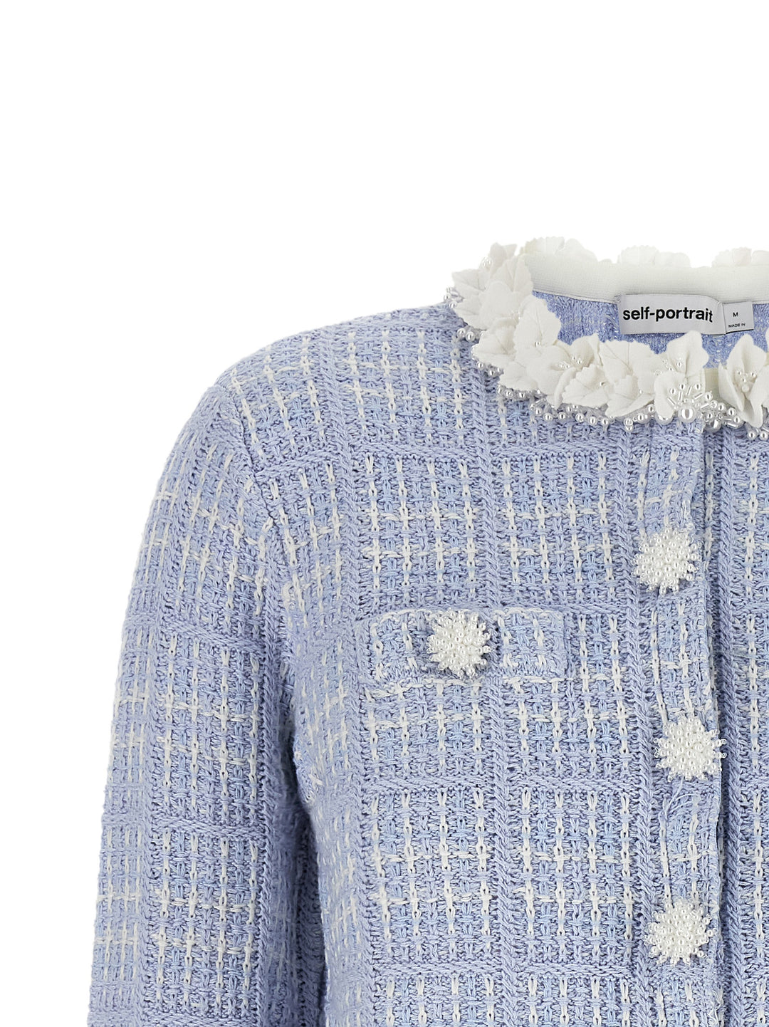Self Portrait Check Knit Jacket BlazerS - Blu | f163c89b5da6c0cc48f520745fb1dbae13dabca7