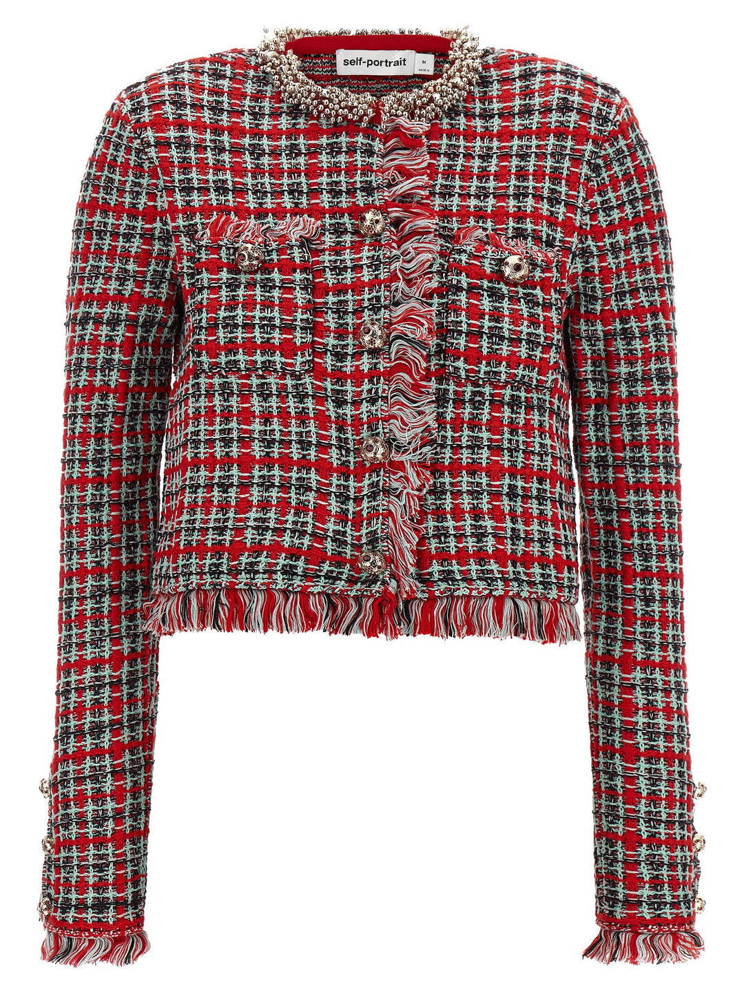 Self Portrait Fringed Knit Jacket BlazerS - Rosso | 2b73730ae2653b705d6b5a69c77d9e61882dd8e2