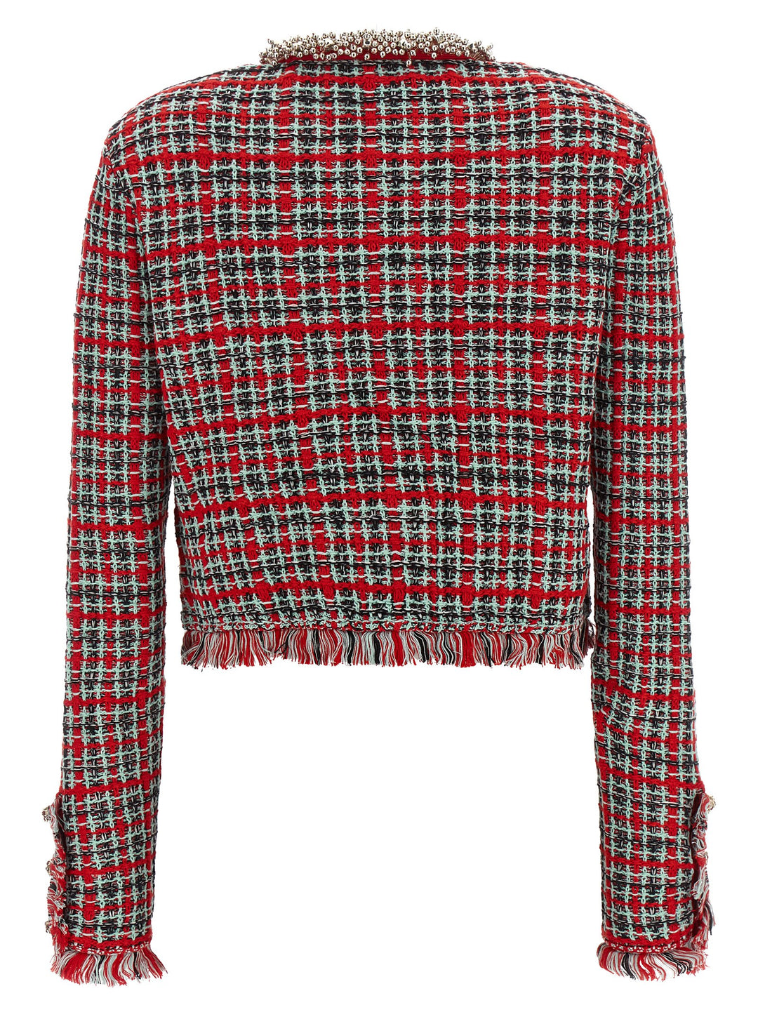 Self Portrait Fringed Knit Jacket BlazerS - Rosso | c204f8ce2c3ce33c16936ac07da98ae70bd71abf