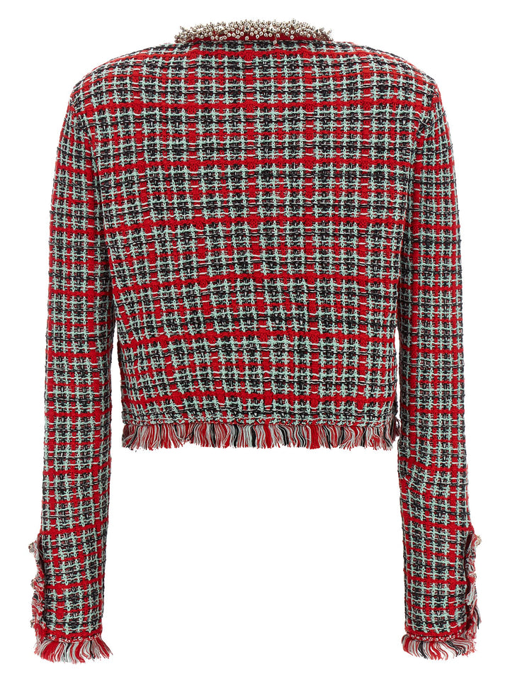 Self Portrait Fringed Knit Jacket BlazerS - Rosso | c204f8ce2c3ce33c16936ac07da98ae70bd71abf