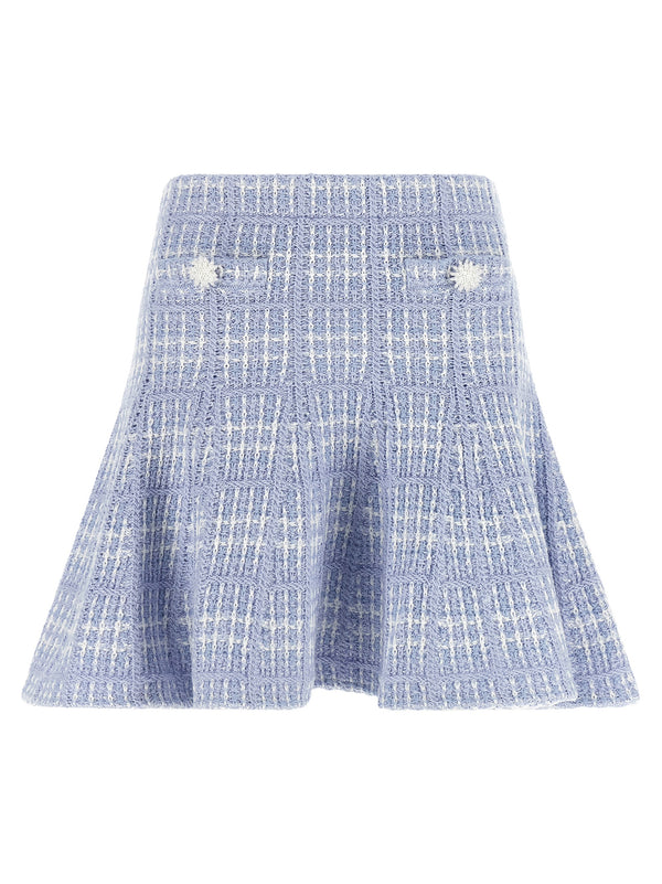 Check Knit Skirt Gonne Blu