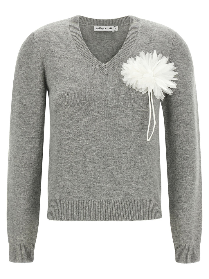 Self Portrait Fiore Pin Sweater Maglioni - Grigio | 93210634937035c45a89f3b86f11aa62d457fc4d