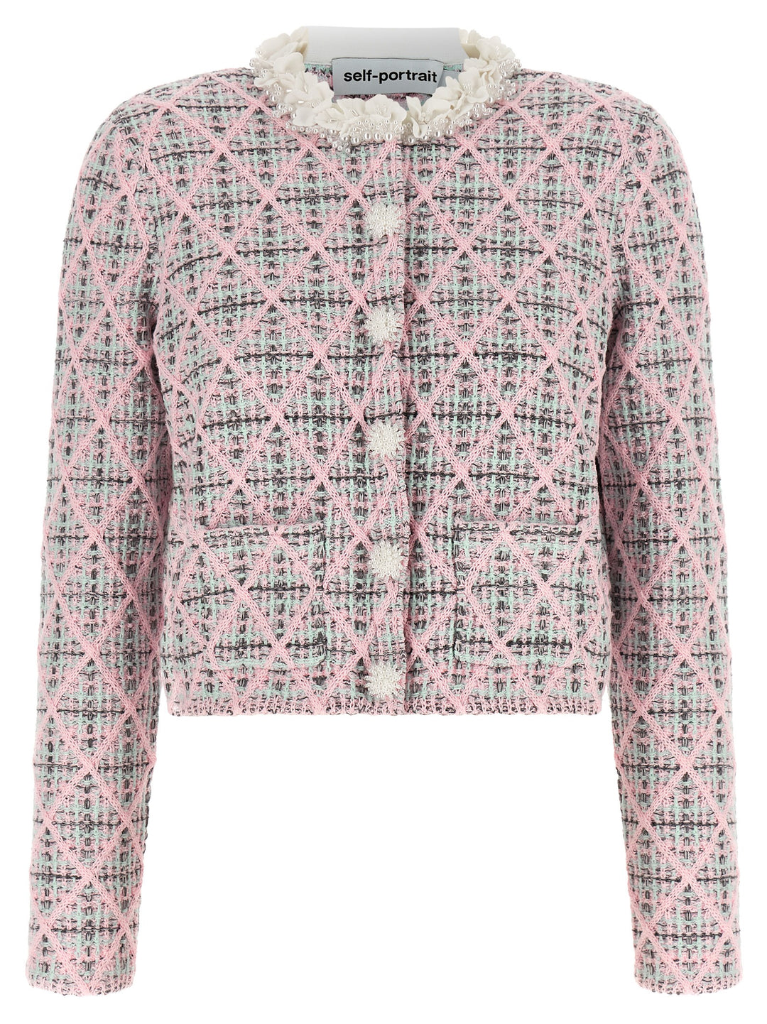 Self Portrait Floral Collar Cardigan Maglioni - Rosa | c8e60dbe44e81035958b11a8f29db6111c004cc3