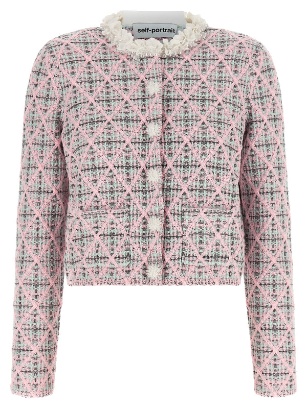 Floral Collar Cardigan Maglioni Rosa